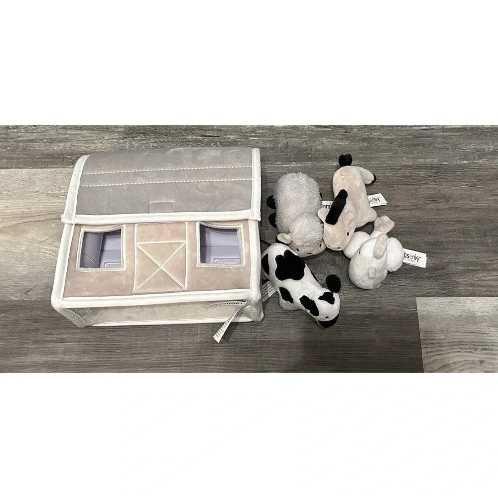 Lambs & Ivy Baby Farm Plush Barn 4 Stuffed Animals‎ Toy Taupe Farming Cow Sheep